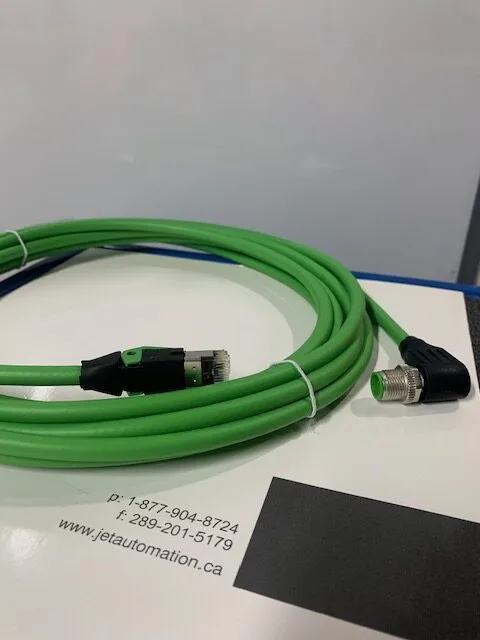 M12 male 90° D-cod. / RJ45 0° shielded